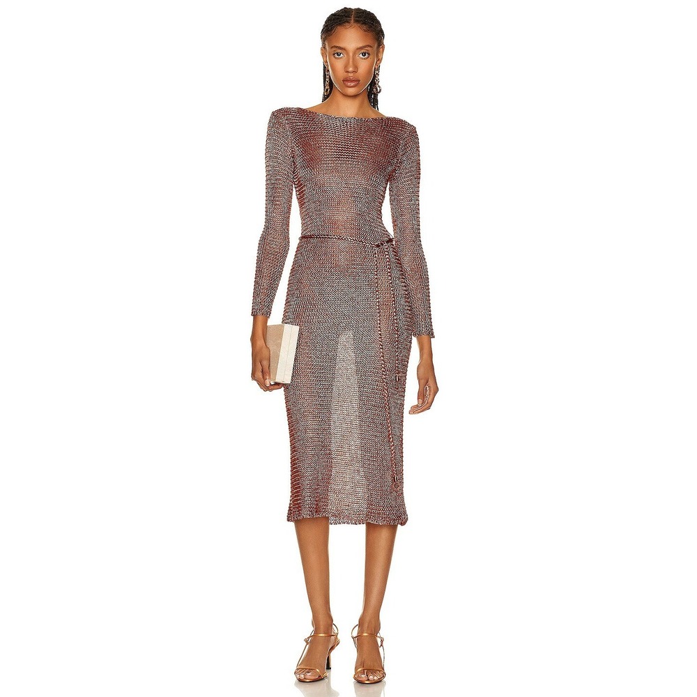 Zimmermann Anneke Metallic-Knit Midi Dress Size XS - Picture 10 of 16